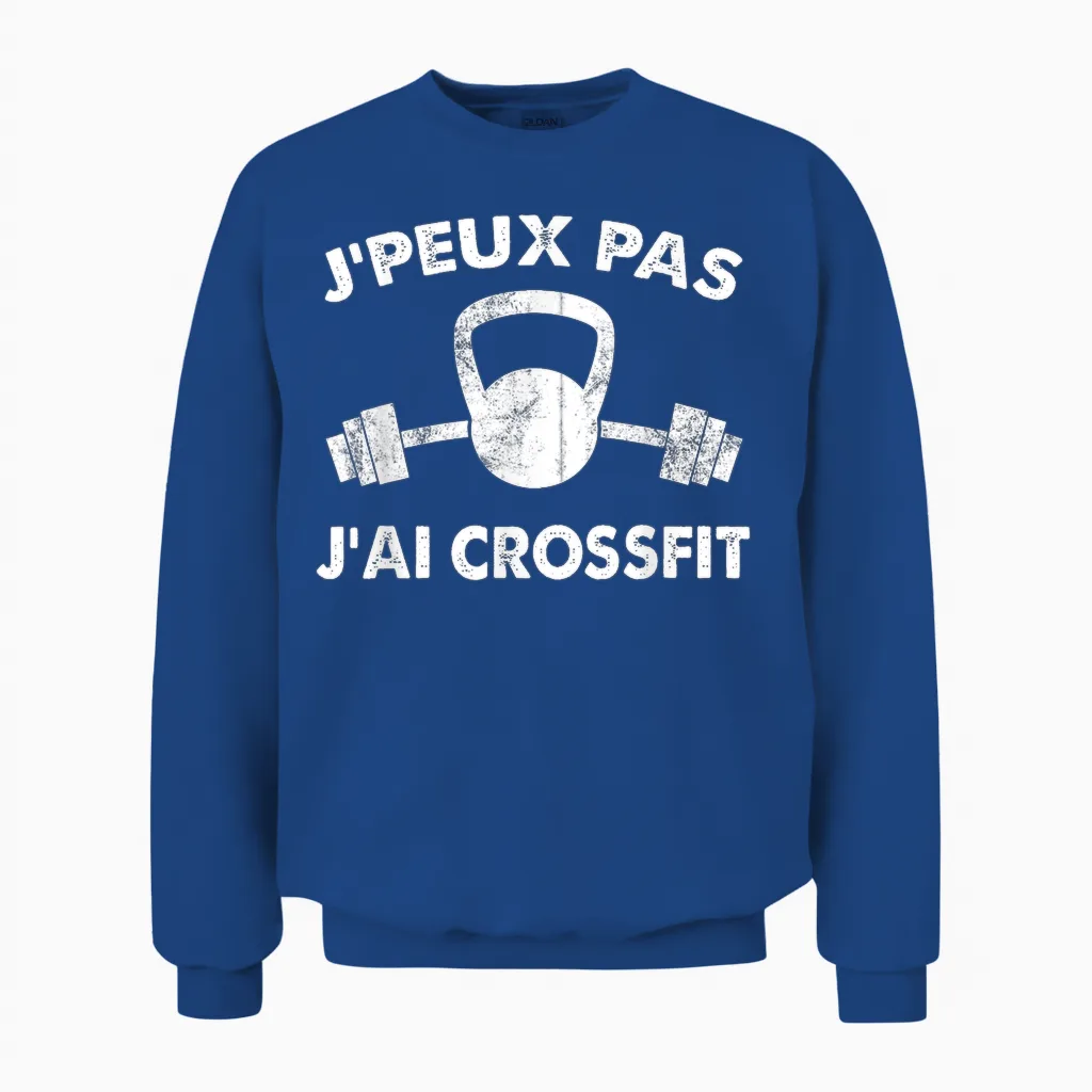 J'peux Pas Je Ai Crossfit Funny Idea Crossfit Gift T-Shirt, Black, S Unisex Sweatshirt in Royal