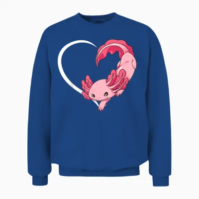 Axolotl T-Shirts for Women Girls Children Axolotl T-Shirt Heart T-Shirt, Black Unisex Sweatshirt - Royal