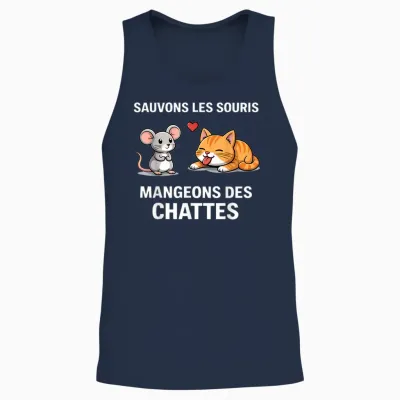 Humor Save Mice Eat Pussies Word Game Unisex Tank Top - Navy