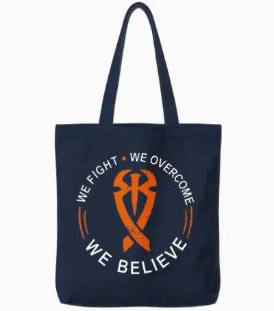 We Fight We Overcome We Believe Tote Bags - Navy
