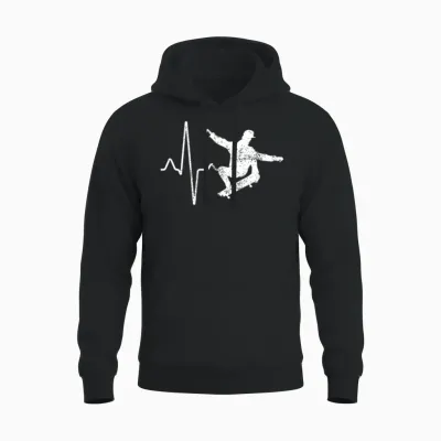 Skate Heartbeat Unisex Hoodie - Black