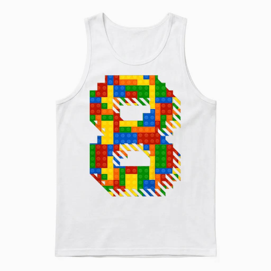 Bausteine 8 Jahre Alte Bausteine 8. Geburtstag Unisex Tank Top in White