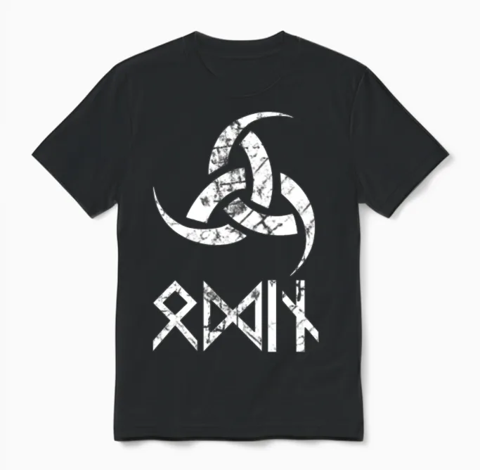 Odin God Symbol Horns Nordic Mythology Unisex T-Shirt in Black