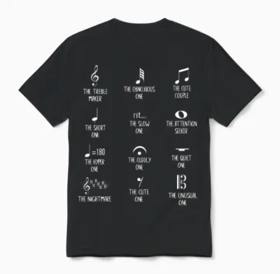 Funny Symbol Music Unisex T-Shirt - Black