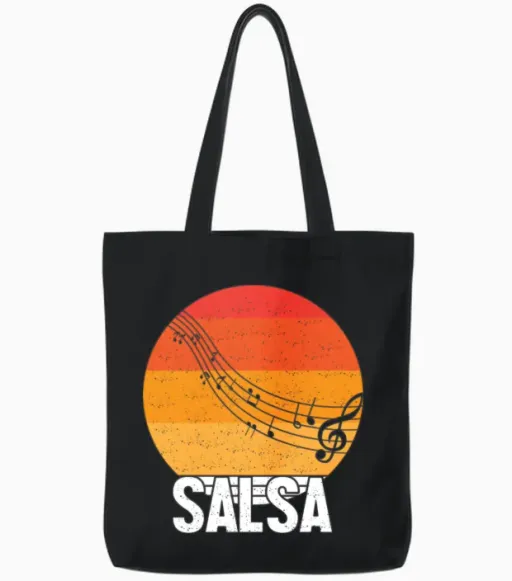 Retro Salsa Dance Tote Bags - Black