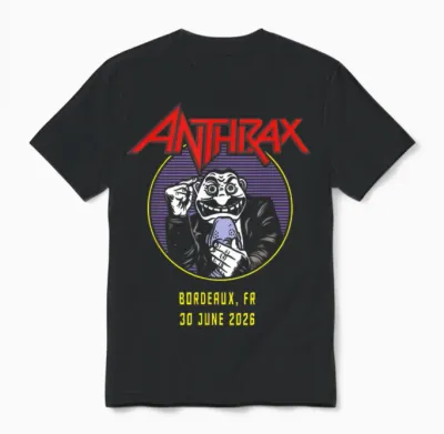 Anthrax World Tour 2026 Bordeaux Unisex T-Shirt - Black