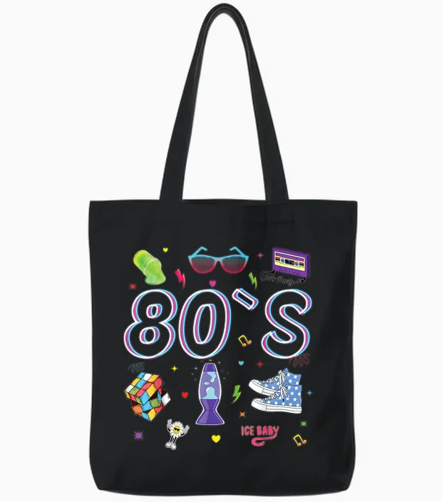 80er Jahre Mottoparty 80er Jahre Kostüm - I Love the 80s Tote Bags in Black