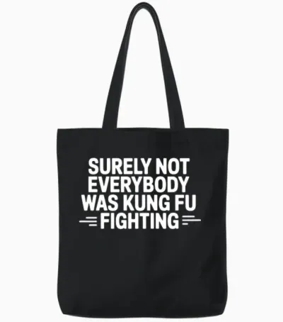 Retro Martial Arts Typography Tote Bags - Black