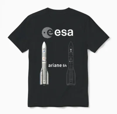 Esa Ariane 64 Booster Rocket Unisex T-Shirt - Black