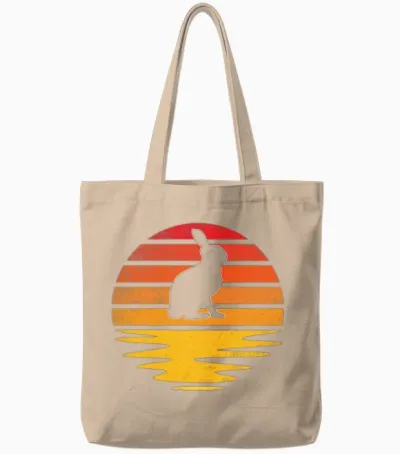 Rabbit Retro Tote Bags - Natural