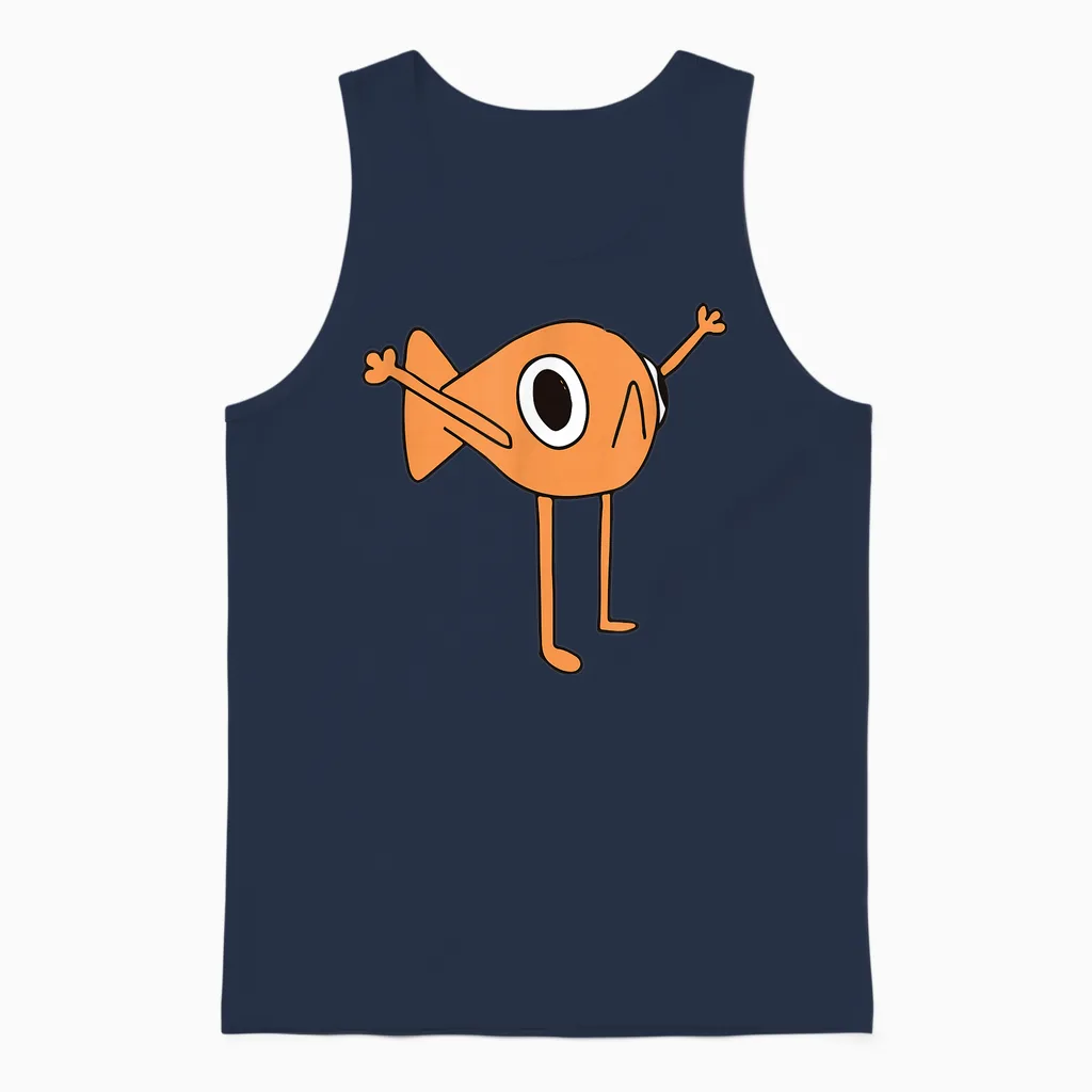 Funny Fish Steve Meme T-Shirt, Black, S Unisex Tank Top in Navy
