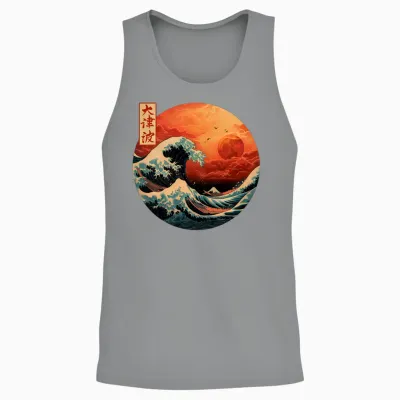 The Great Wave Kanagawa Japanese Streetwear Long Sleeve, Black, S Unisex Tank Top - Sport Grey