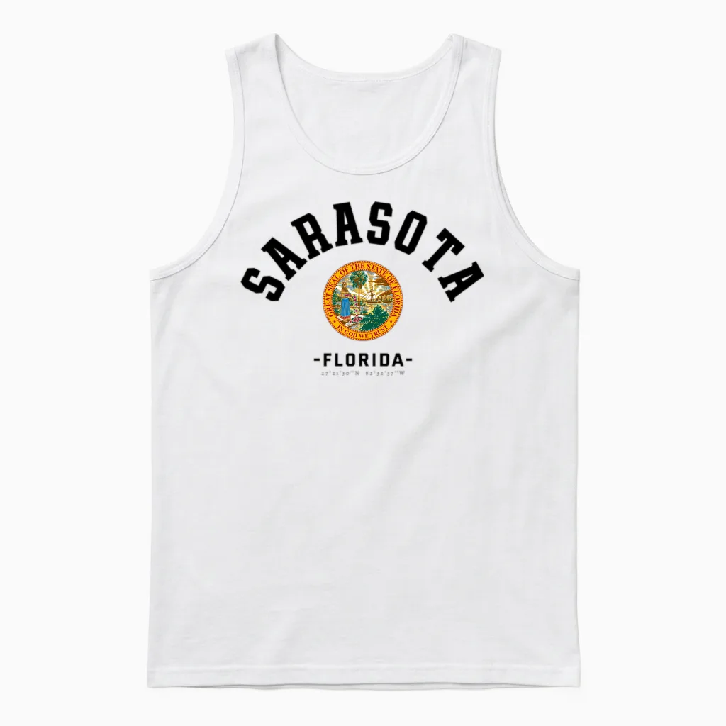 Sarasota Vacation Floride Sarasota Cadeau Gulf Beach Life Manche Longue Unisex Tank Top in White