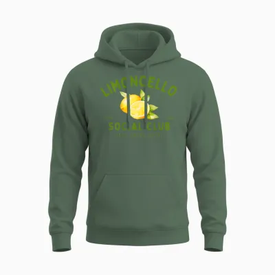 Limoncello Social Club I Lemon Zitronen Italy Team Backprint Unisex Hoodie - Military Green