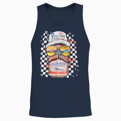 Graphic Motorsport Retro 90s Racing Retro Drinking Beer Unisex Tank Top - Navy