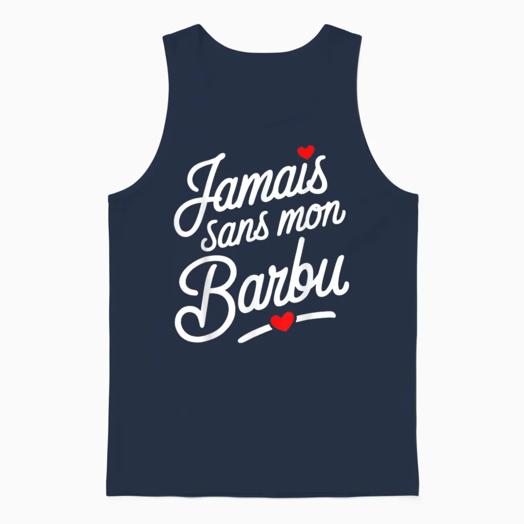 Jamais Sans Mon Barbu Amoureux Couple Humour Saint Valentin Unisex Tank Top in Navy