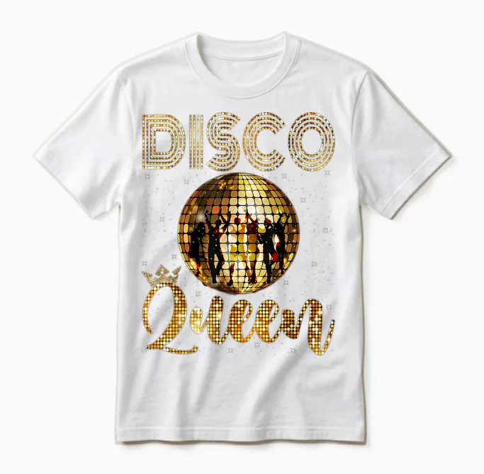 Disco Queen - 70's Disco Themed Vintage Seventies Costume Unisex T-Shirt in White