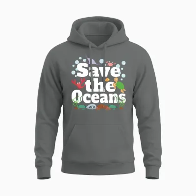 Save the Oceans No Plastic Unisex Hoodie - Graphite Heather
