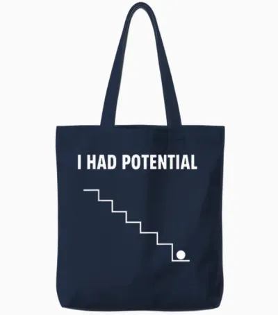 I Had Potential Fallender Ball - Lustiges & Minimales Design Tote Bags - Navy