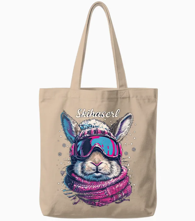Skihaserl Apres Ski Haserl Skier Winter Women's T-Shirt, White Tote Bags in Natural