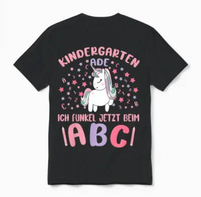 Kinder Bye Bye Kita Abgänger 2026 Mädchen Einhorn Absolventin Unisex T-Shirt - Black