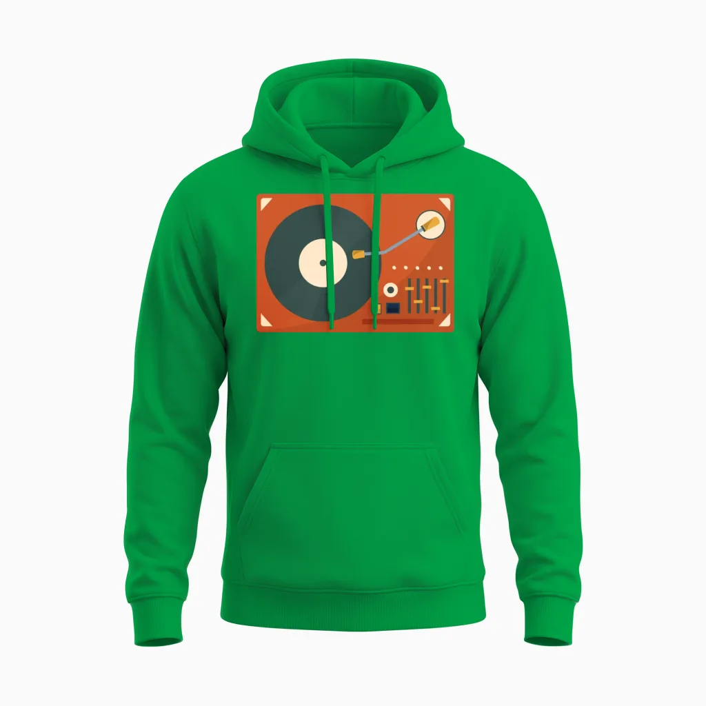 Retro Vinyl Record Player - & Dj Unisex Hoodie - Irish Green