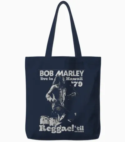 Bob Marley Live in Hawaii 78 Classic Reggae Music Tote Bags - Navy