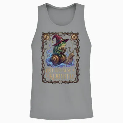 Off to Cause a Kerfuffle Witchy Frog Wizard Snail Meme Humor Unisex Tank Top - Sport Grey