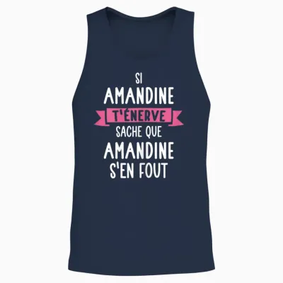 Amandine Women's Gift Humour Name Personalised T-Shirt, Black Unisex Tank Top - Navy