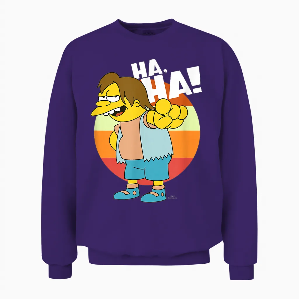 The Simpsons Nelson Haha Unisex Sweatshirt in Purple
