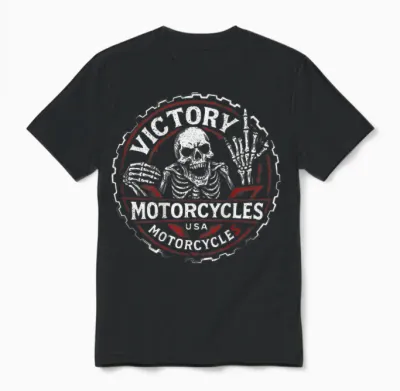 Vintage American Motor Cycles Victory Usa Skelett Lustig Unisex T-Shirt - Black