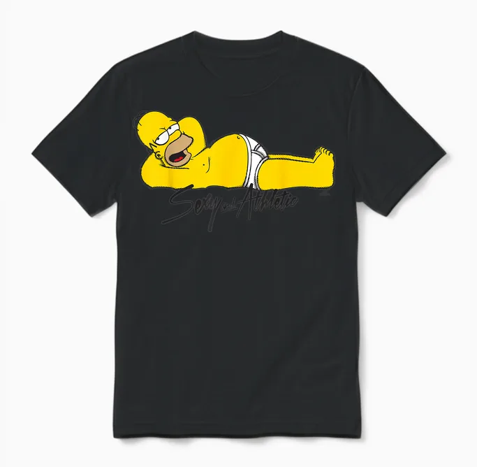 The Simpsons Homer Sexy Cheeky Couch Potato Lounging Unisex T-Shirt in Black