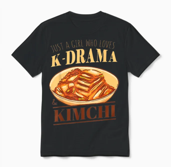Mädchen Liebt Kimchi Und Koreanisches Drama Korea K-Pop Love K-Drama Unisex T-Shirt in Black