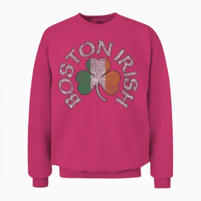 Boston Irish Shamrock Flag Clothing Unisex Sweatshirt - Heliconia