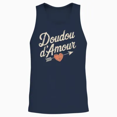 Doudou D'amour Valentine's Day Gift Cute Romantic T-Shirt, Black, S Unisex Tank Top - Navy