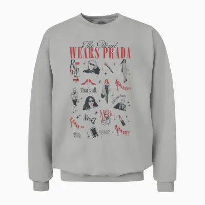 The Devil Wears Prada 2 Minimalistic Art Icons Collage Unisex Sweatshirt - Ash