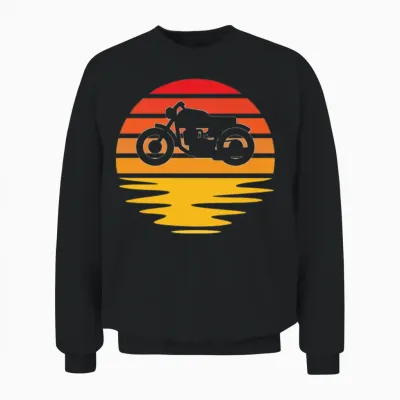 Motorcycle Retro Unisex Sweatshirt - Black