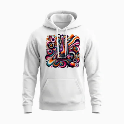 Psychedelic Retro Fusion Unisex Hoodie - White