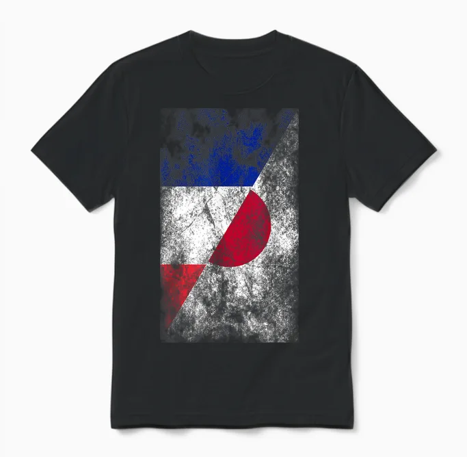 Flags France Japan - French Japanese T-Shirt, Black, S Unisex T-Shirt in Black
