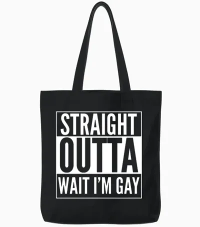 Wait I'm Gay Ugly T-Shirt for Gay People Tote Bags - Black