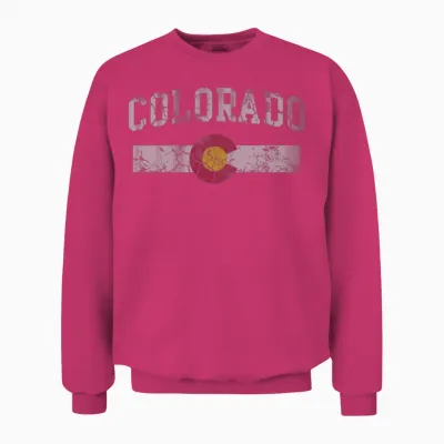 Colorado Flag Retro Fade Unisex Sweatshirt - Heliconia
