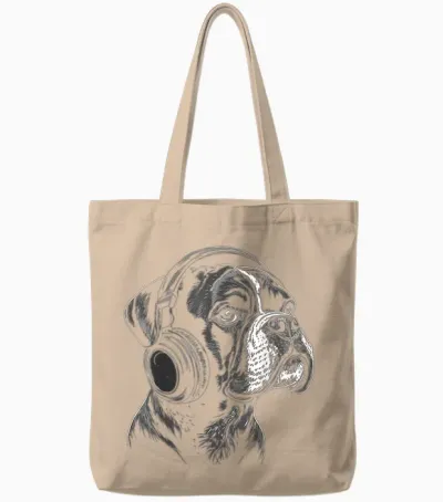 Boxer Chien Motif Animal Animalier Musique Casque Boxer Tote Bags - Natural