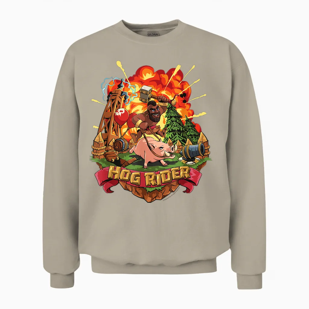 Clash of Clans Hog Rider Epic Explosion Logo Unisex Sweatshirt in Sand