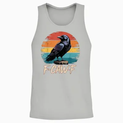 Retro F-Caw-F Black Bird Crow Funny Crow Bird Cawing Grunge Unisex Tank Top - Ash