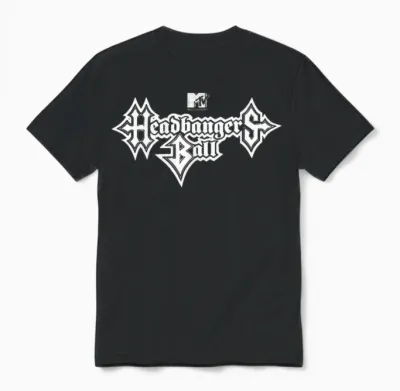 Mtv Headbangers Ball: Classic Fit, Round Neck, Short Sleeve Black Metal Text Unisex T-Shirt - Black