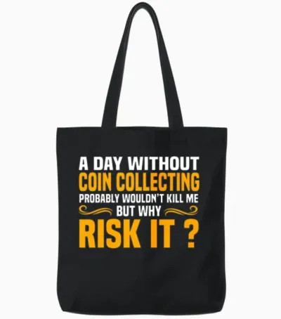 Funny Coin Collecting Tote Bags - Black