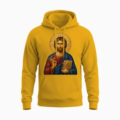 Heiliger Orthodoxer Jesus, Die Lehrer-Ikone Unisex Hoodie - Gold