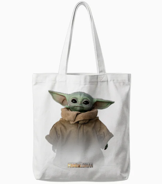 Star Wars the Mandalorian Logo the Child Simple Portrait Tote Bags in White