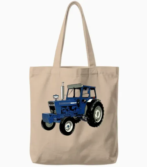 Old Ford Tractor Blue Tote Bags - Natural