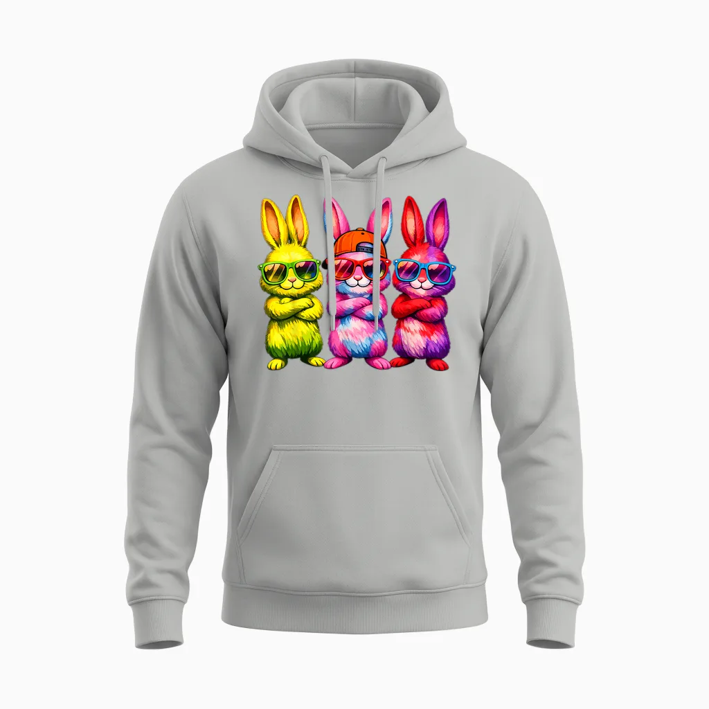Lustige Osterhase Coole Hasen Kinder Für Ostern Jungen Mädchen Unisex Hoodie in Ash